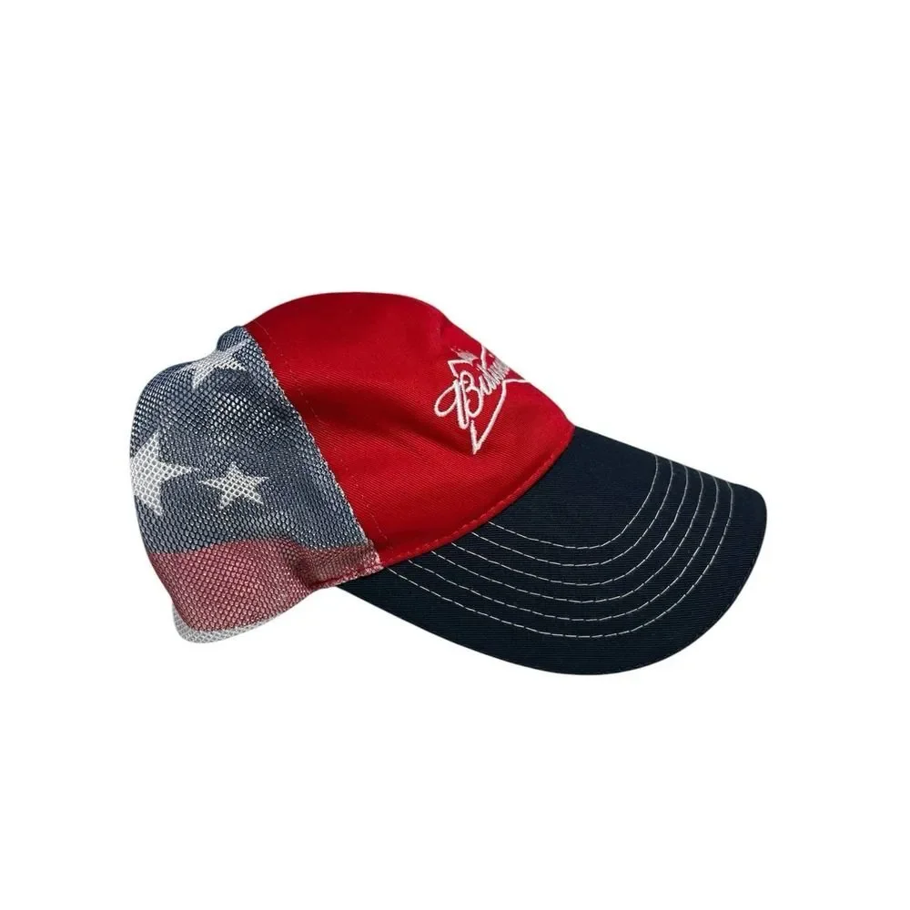 Budweiser Beer Hat Red White Blue USA Flag Snapback Hat